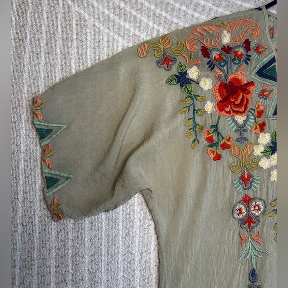 Johnny Was Tamaya Túnica Embroydered Floral Tropical Cruise vacation size M - Picture 7 of 9